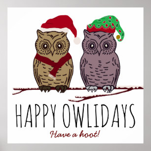 Happy Owlidays, feestelijk Poster