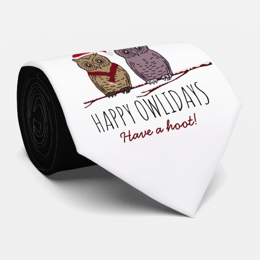 Happy Owlidays, feestelijk Stropdas (Opgerold)