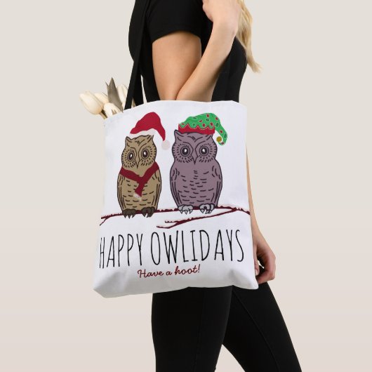 Happy Owlidays, feestelijk Tote Bag (Dichtbij)