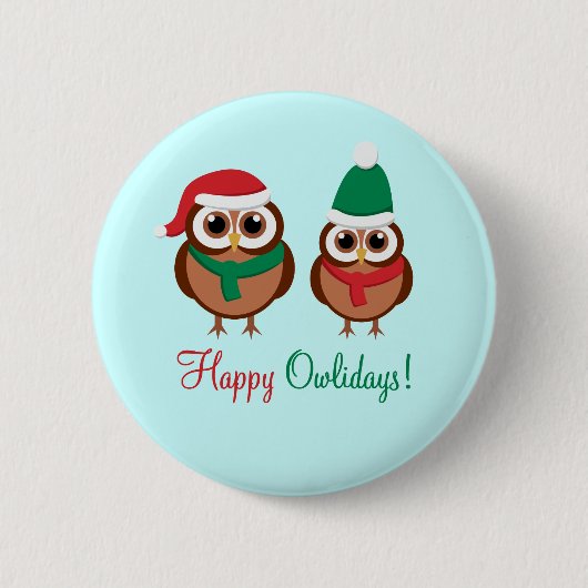 Happy Owlidays Ronde Button 5,7 Cm (Voorkant)