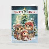 Happy OWLidays Woodland Creatures Feestdagen Kaart (Voorkant)