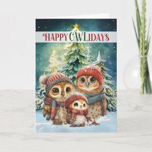 Happy OWLidays Woodland Creatures Feestdagen Kaart