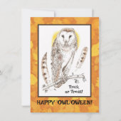 Happy "Owl'oween Flat Hallowen Kaart (Voorkant)