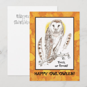 Happy "Owl'oween Flat Hallowen Kaart