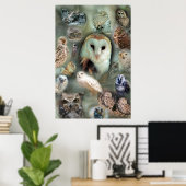 Happy Owls poster print (Thuiskantoor)
