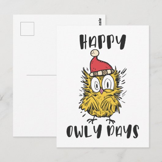Happy Owly Days Grappige Santa Uil Briefkaart (Voorkant / Achterkant)