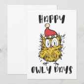 Happy Owly Days Grappige Santa Uil Kaart (Voorkant / Achterkant)