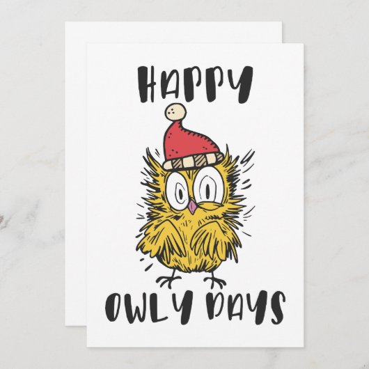 Happy Owly Days Grappige Santa Uil Kaart (Voorkant / Achterkant)