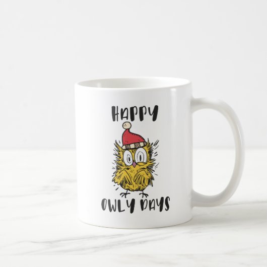 Happy Owly Days Grappige Santa Uil Koffiemok (Rechts)