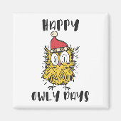 Happy Owly Days Grappige Santa Uil Magneet (Voorkant)
