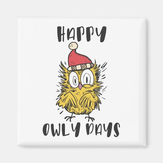 Happy Owly Days Grappige Santa Uil Magneet (Voorkant)