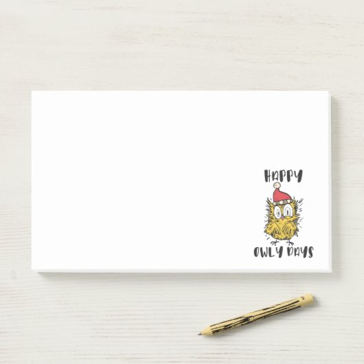 Happy Owly Days Grappige Santa Uil Post-it® Notes (Op bureau)