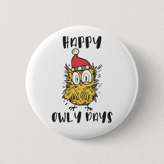 Happy Owly Days Grappige Santa Uil Ronde Button 5,7 Cm (Voorkant)