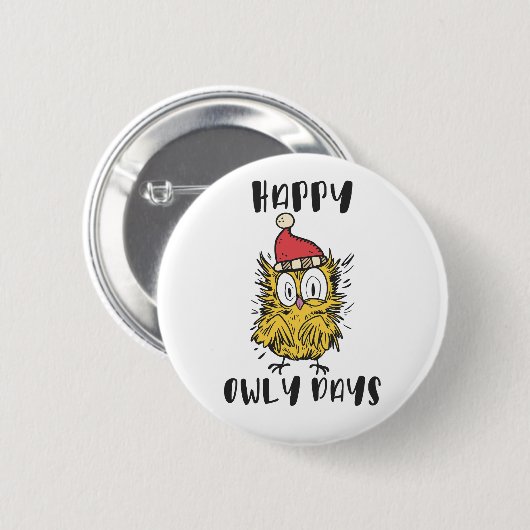 Happy Owly Days Grappige Santa Uil Ronde Button 5,7 Cm (Voorkant /achterkant)