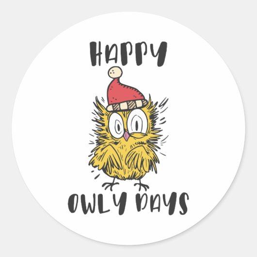 Happy Owly Days Grappige Santa Uil Ronde Sticker (Voorkant)