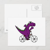 Happy Paars Dinosaur Riding Bicycle Briefkaart (Voorkant / Achterkant)