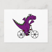 Happy Paars Dinosaur Riding Bicycle Briefkaart (Voorkant)