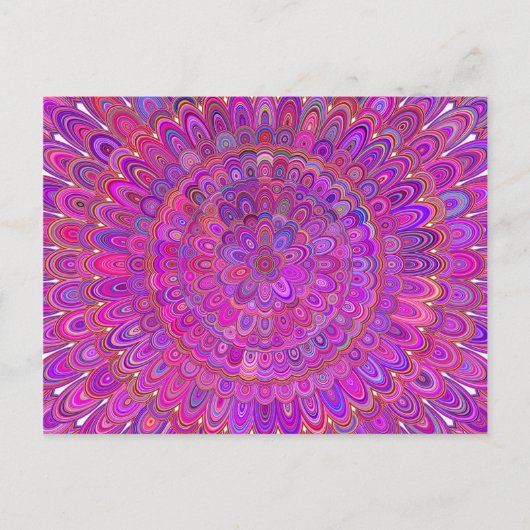 Happy Paars en Roze Mandala Briefkaart (Voorkant)