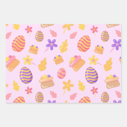 Happy Paars Pasen Inpakpapier Vel (Voorkant 3)