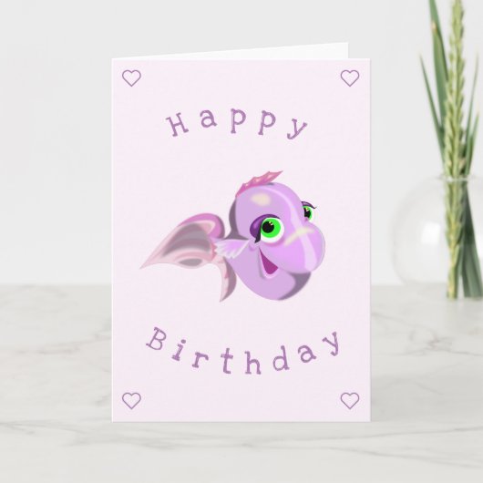 Happy Paarse Fish Funny Birthday Kaart (Voorkant)
