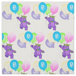 Happy Paarse Teddy Bear Princess met ballonnen Stof