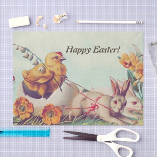  Happy PaasBunnies en Chicken Tissuepapier