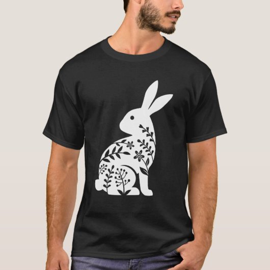 Happy Paasdag Cute Floral Rabbit Graphic T-shirt (Voorkant)