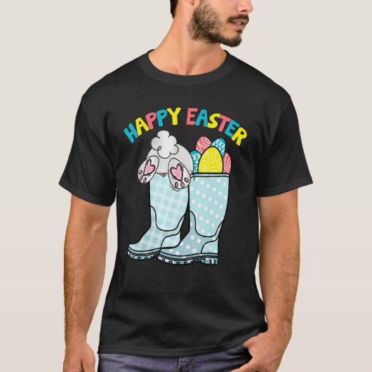 Happy Paasdag High Boots Easter Eggs Hunter Kind T-shirt (Voorkant)