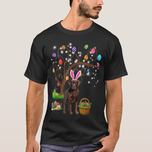 Happy Paasdag Labrador Retriever Hunting Eggs E T-shirt (Voorkant)