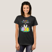 Happy Paasdag pastel Spring Eggs Hunting Bunny T-shirt (Voorkant volledig)