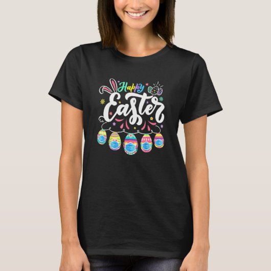 Happy Paasdag pastel Spring Eggs Hunting Bunny T-shirt (Voorkant)