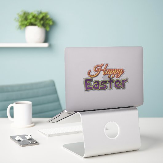 Happy Paasdecal Sticker (Laptop op bureau)