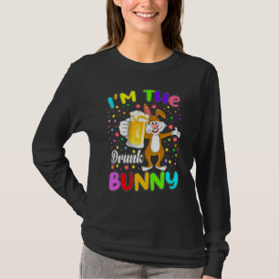 Happy paaseieren Funny Bunny Beer Wine Drink T-shirt