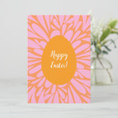 Happy Paasfloral burst oranje egg Holiday Kaart (Staand voorkant)