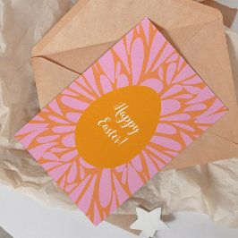 Happy Paasfloral burst oranje egg Holiday Kaart