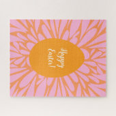 Happy Paasfloral burst oranje ei Legpuzzel (Horizontaal)