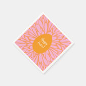 Happy Paasfloral burst oranje ei Servet (Hoek)