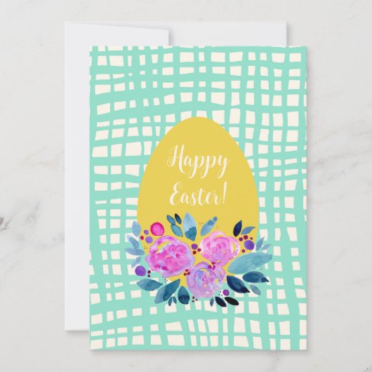 Happy Paasgebluste oranje ei met geblazen florale Feestdagenkaart (Voorkant)