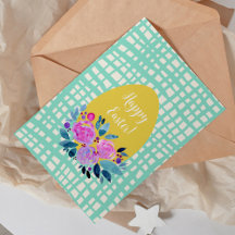 Happy Paasgebluste oranje ei met geblazen florale