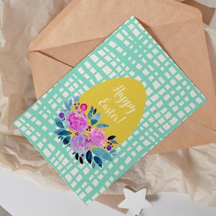 Happy Paasgebluste oranje ei met geblazen florale Feestdagenkaart