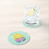 Happy Paasgebluste oranje ei met geblazen florale Ronde Kartonnen Onderzetter (Insitu)