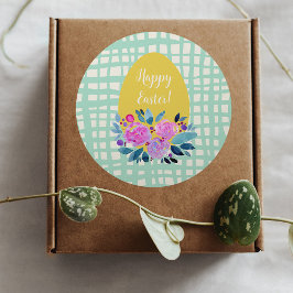 Happy Paasgebluste oranje ei met geblazen florale Ronde Sticker