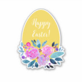 Happy Paasgebluste oranje ei met geblazen florale Sticker (Voorkant)