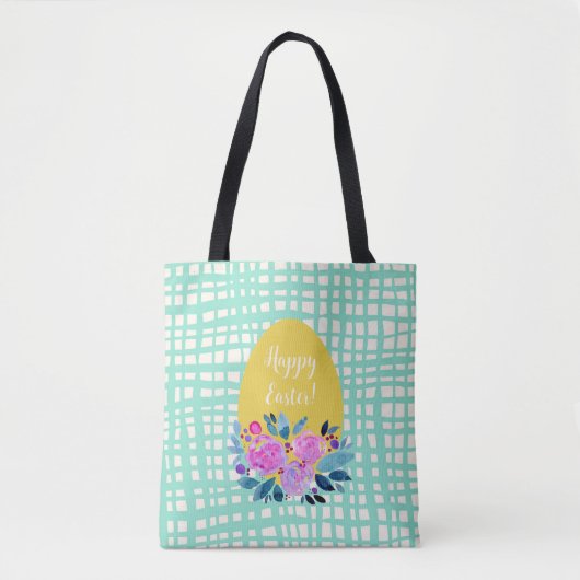 Happy Paasgebluste oranje ei met geblazen florale Tote Bag (Voorkant)