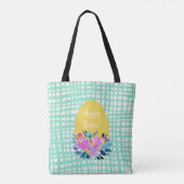 Happy Paasgebluste oranje ei met geblazen florale Tote Bag (Achterkant)