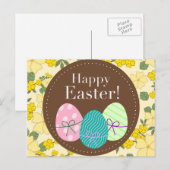 Happy Paasgeel  briefkaart florale  (Voorkant / Achterkant)
