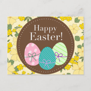 Happy Paasgeel  briefkaart florale 
