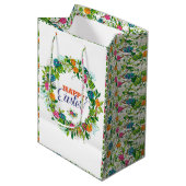 Happy Paaskleurige bloemen en eieren met adem Medium Cadeauzakje (Voorkant Gekanteld)