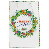 Happy Paaskleurige bloemen en eieren met adem Medium Cadeauzakje (Voorkant)