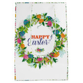 Happy Paaskleurige bloemen en eieren met adem Medium Cadeauzakje (Achterkant)